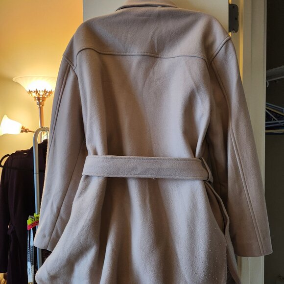 Aritzia Wilfred Light Beige Belted Short Peacoat - Picture 2 of 5